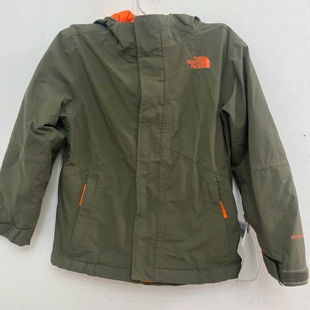 The North Face Olive Jacket with Orange Highlights
